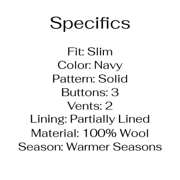 United Arrows 38S Navy Solid 3-Button Sport Coat Blazer Jacket P373 - Picture 4 of 11